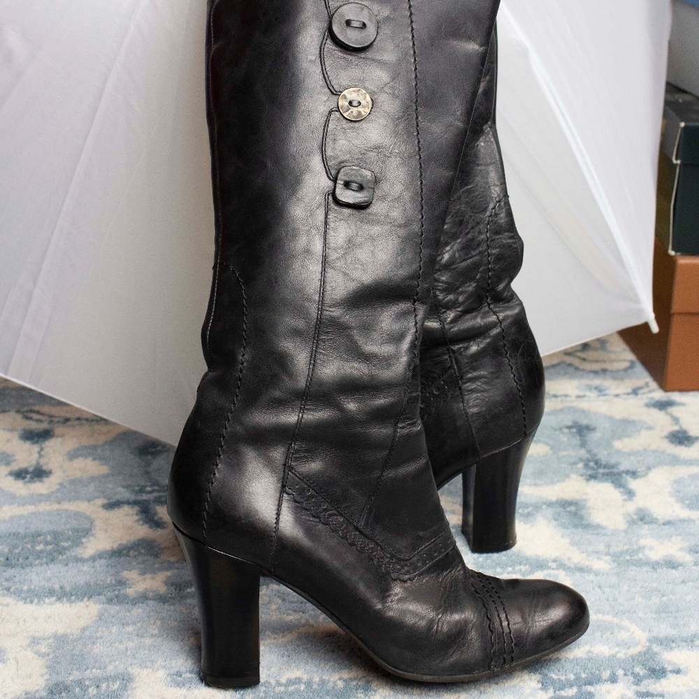 Tall Black Leather Boot